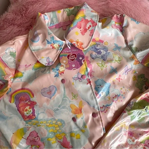 New Care Bears x Dolls Kill Pastel Pink Raincoat